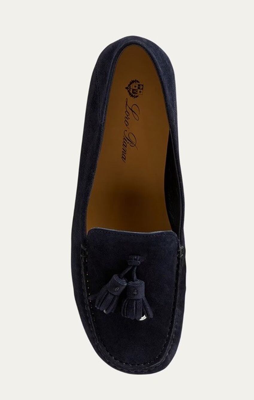 Loro Piana Dot Sole Walk Black Suede Tassel Loafers EU 38.5 US 8.5 Italy